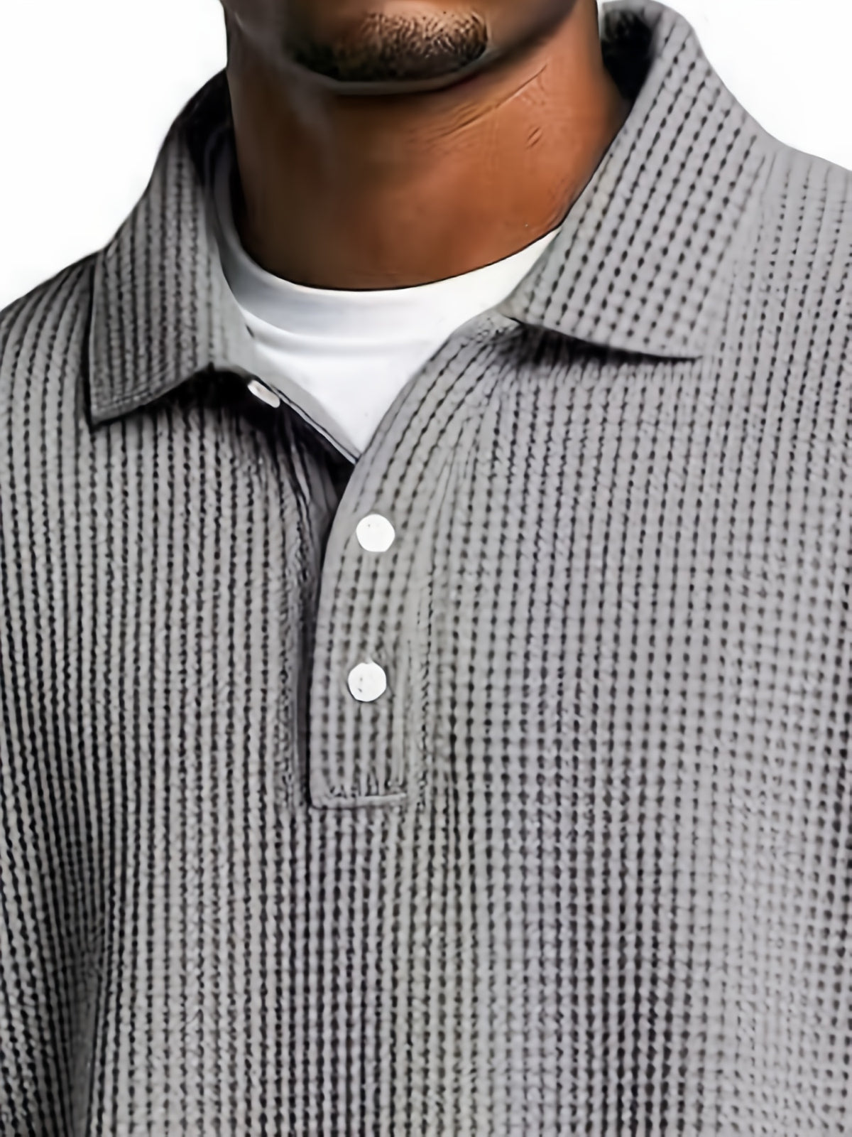 Men'S Waffle Checkered Color-Block Long Sleeve Collared Sweatshirt, Solid Color Patchwork Pullover, Traditional Casual Design with Outdoor Layering Long Sleeve, Suitable for Various Activities - Dark Gray