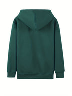 Plus Size - Plus Size - Women'S Plus Size Casual Zip Hoodie with Striking Heart Print, Chest And Sleeve Pattern, Comfortable Machine-Washable Hooded Jacket, And Long-Sleeve Zippered Sweatshirt with Front Pockets - Green