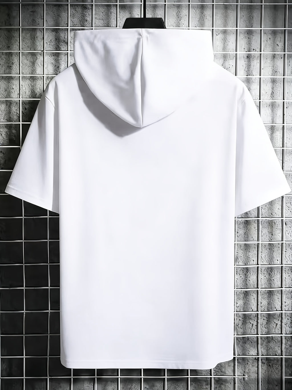 Summer New Men'S Solid Color Hooded Short Sleeve T-Shirt, Street Trendy Casual Top - White
