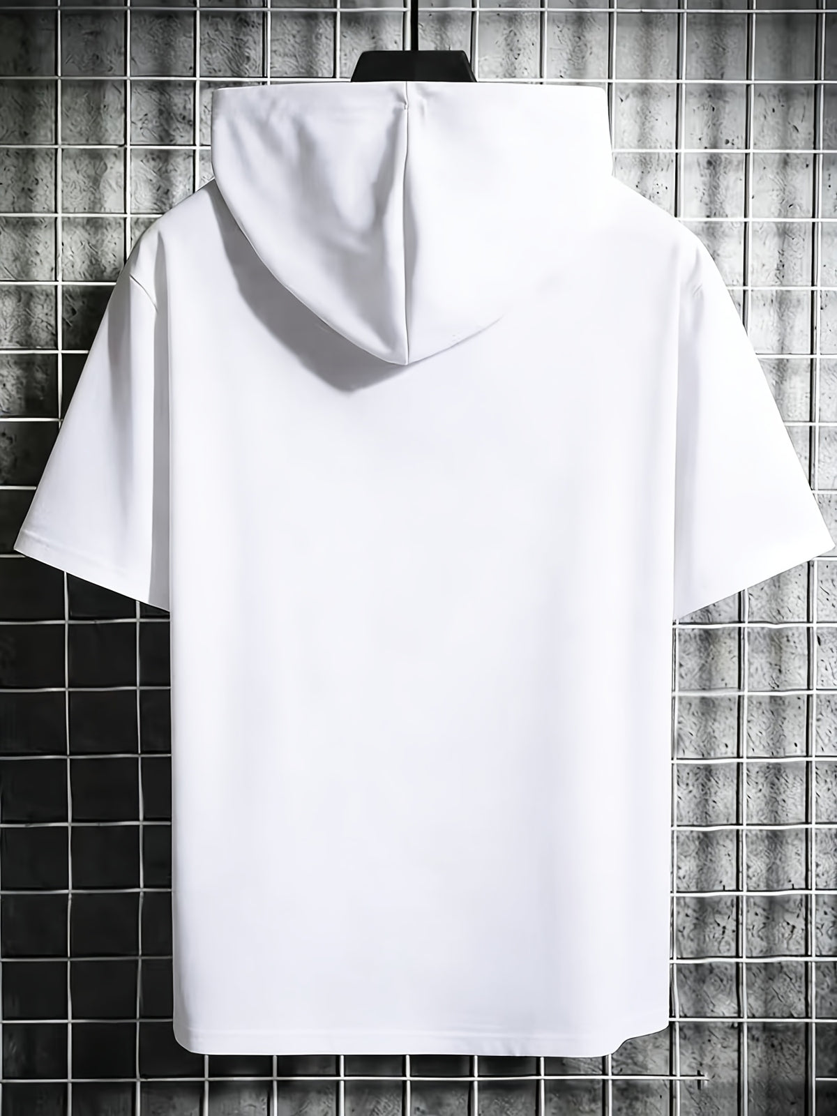 Summer New Men'S Solid Color Hooded Short Sleeve T-Shirt, Street Trendy Casual Top - White