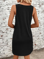 Women's Dress Solid Color Sleeveless Tank Dress, Comfort Style, for Shopping and Dating, Fashion Enthusiasts, Loose Fit - Black
