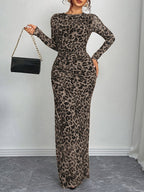 Women's Fashion Mesh Dress - Dark Brown