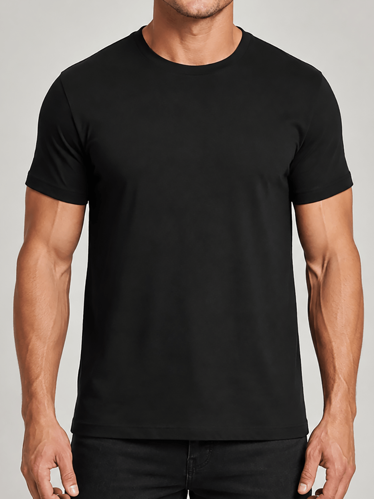 13pcs Men'S 100% Short-Sleeve T-Shirts, Black And White, Pure-Colored Round Neck, Lightweight, Comfortable, Washable, And Breathable Tops, Suitable for Daily Casual Wear, Sports, Outdoor Hiking, And Work Attire - Black 13-Piece Set
