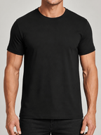 7pcs Men's Pure Cotton Short-sleeved T-shirts, Available in Black and White, Featuring Pure Color, Round Neck, Lightweight, Comfortable, Washable, and Breathable Tops, Suitable for Daily Casual Wear, Sports, Outdoor Hiking, and Work Attire - Black 7pcs