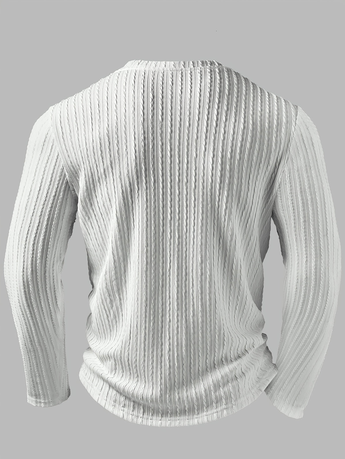 Men'S Fashion Men'S Top, Autumn Winter Outdoor Casual Fashion Men'S Wear, Solid Texture Jacquard Fabric V-Neck Single-Button Long Sleeve Men'S Henley Shirt - White