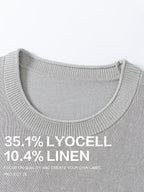 35.1% Lyocell And 10.4% Linen High-Quality Light Luxury Men'S Short Sleeve Round Neck Pullover Knit T-Shirt Fashion Casual Suitable for Outdoor Sports Golf Base Layer Floral Yarn Knit Fabric Collar Rolled Edge Craft Easy Commute Light Business Style - Advanced Gray