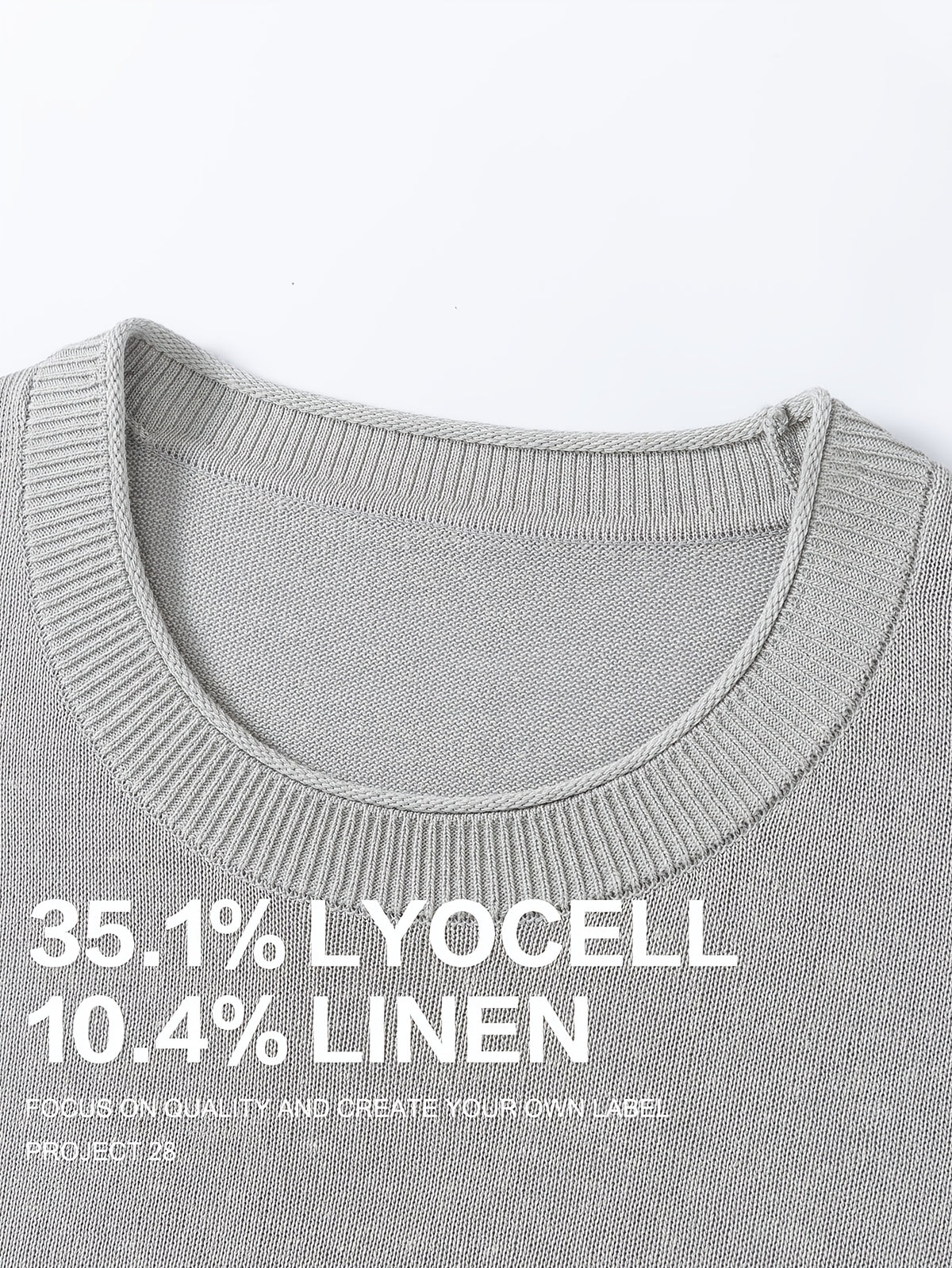 35.1% Lyocell And 10.4% Linen High-Quality Light Luxury Men'S Short Sleeve Round Neck Pullover Knit T-Shirt Fashion Casual Suitable for Outdoor Sports Golf Base Layer Floral Yarn Knit Fabric Collar Rolled Edge Craft Easy Commute Light Business Style - Advanced Gray