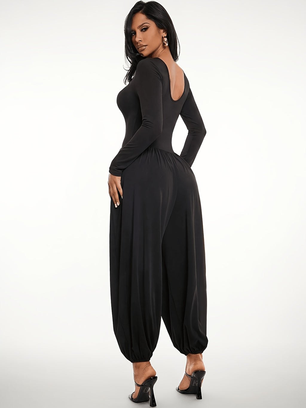 Women's Spring/Autumn Fashionable, Sexy, and Elegant Party Jumpsuit - Black