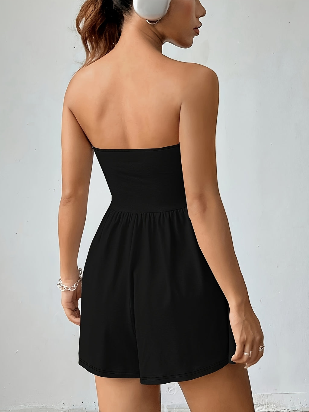 2pcs Summer Sexy Ruched Cami Dress - Black+gray
