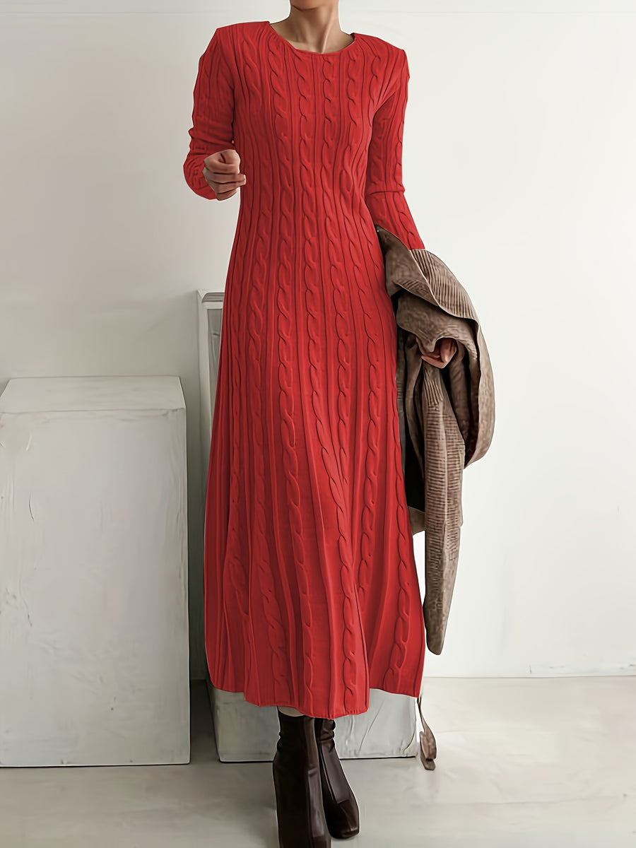Autumn/Winter Fashionable, Elegant, Casual, and Commuter-Style French-Style Women's Dress, New Fabric Maxi Dress with High-End Color Tones and Textures - Red