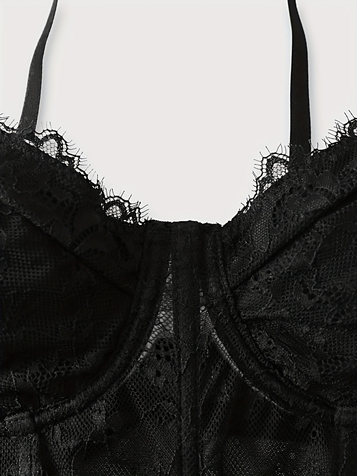 Sexy Black Lace Corset Crop Top with Fishbone Underwire - V-Neck, Backless, Sheer Floral Print, Summer Fashion for Women, Corset Top - Black
