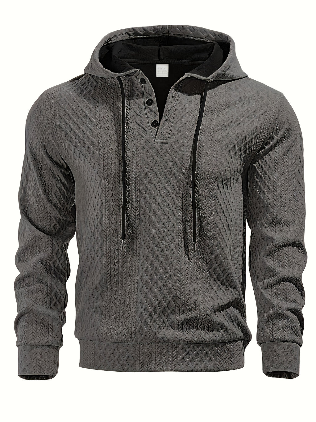 New Men'S Casual Fashion Athletic Cool Versatile Trendy Stylish 3D Jacquard Fabric Two-Button Hooded High Street Popular Sweatshirt - Dark Gray