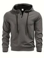 New Men'S Casual Fashion Athletic Cool Versatile Trendy Stylish 3D Jacquard Fabric Two-Button Hooded High Street Popular Sweatshirt - Dark Gray