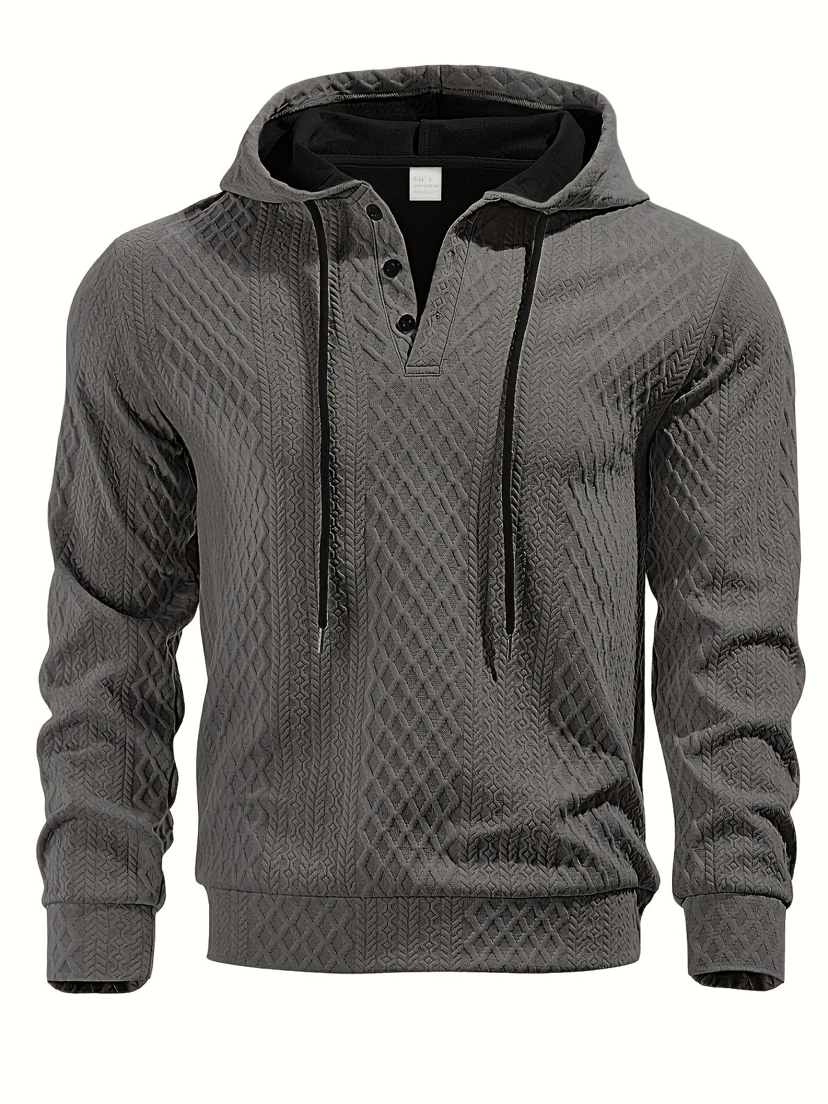 New Men'S Casual Fashion Athletic Cool Versatile Trendy Stylish 3D Jacquard Fabric Two-Button Hooded High Street Popular Sweatshirt - Dark Gray