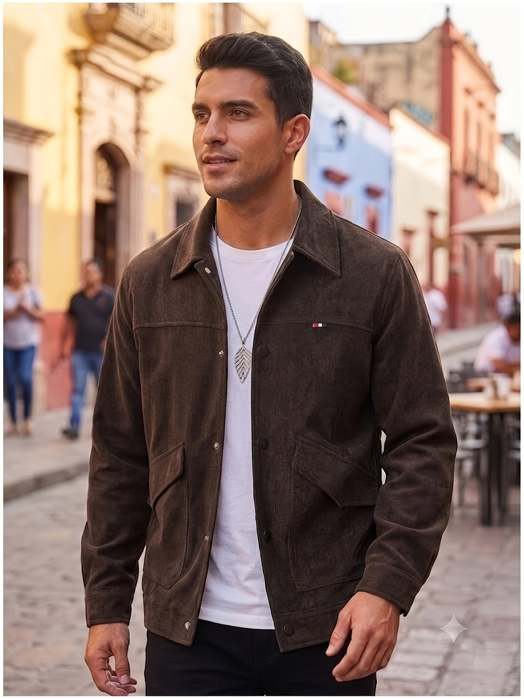 2026 Spring Men's Urban High Street Style Casual Jacket, Trendy Streetwear Swagger Outerwear for Parties, Dates, and Commuting, Versatile Workwear Top, Loose Youth Streetwear Brand, Simple Solid Color Handsome Men's Outerwear - Coffee Color