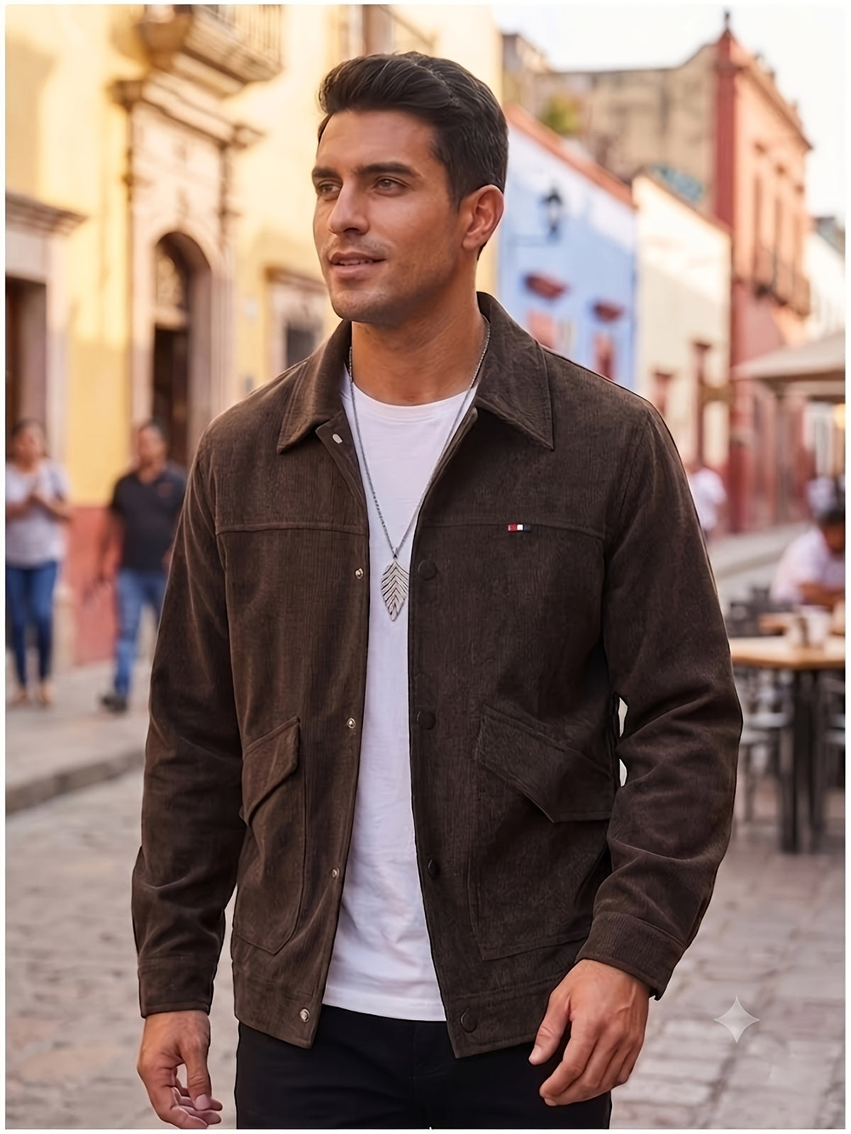 2026 Spring Men's Urban High Street Style Casual Jacket, Trendy Streetwear Swagger Outerwear for Parties, Dates, and Commuting, Versatile Workwear Top, Loose Youth Streetwear Brand, Simple Solid Color Handsome Men's Outerwear - Coffee Color