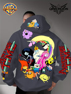 Warner Official Men's Hooded Sweatshirt, Adventure Treasure Colorful All Party Carnival Gathering Print Design, Machine Washable, Warm and Casual for Autumn and Winter, Daily Drawstring Hooded Sweatshirt, Multifunctional Sports and Leisure Loose Fit - Dark Gray