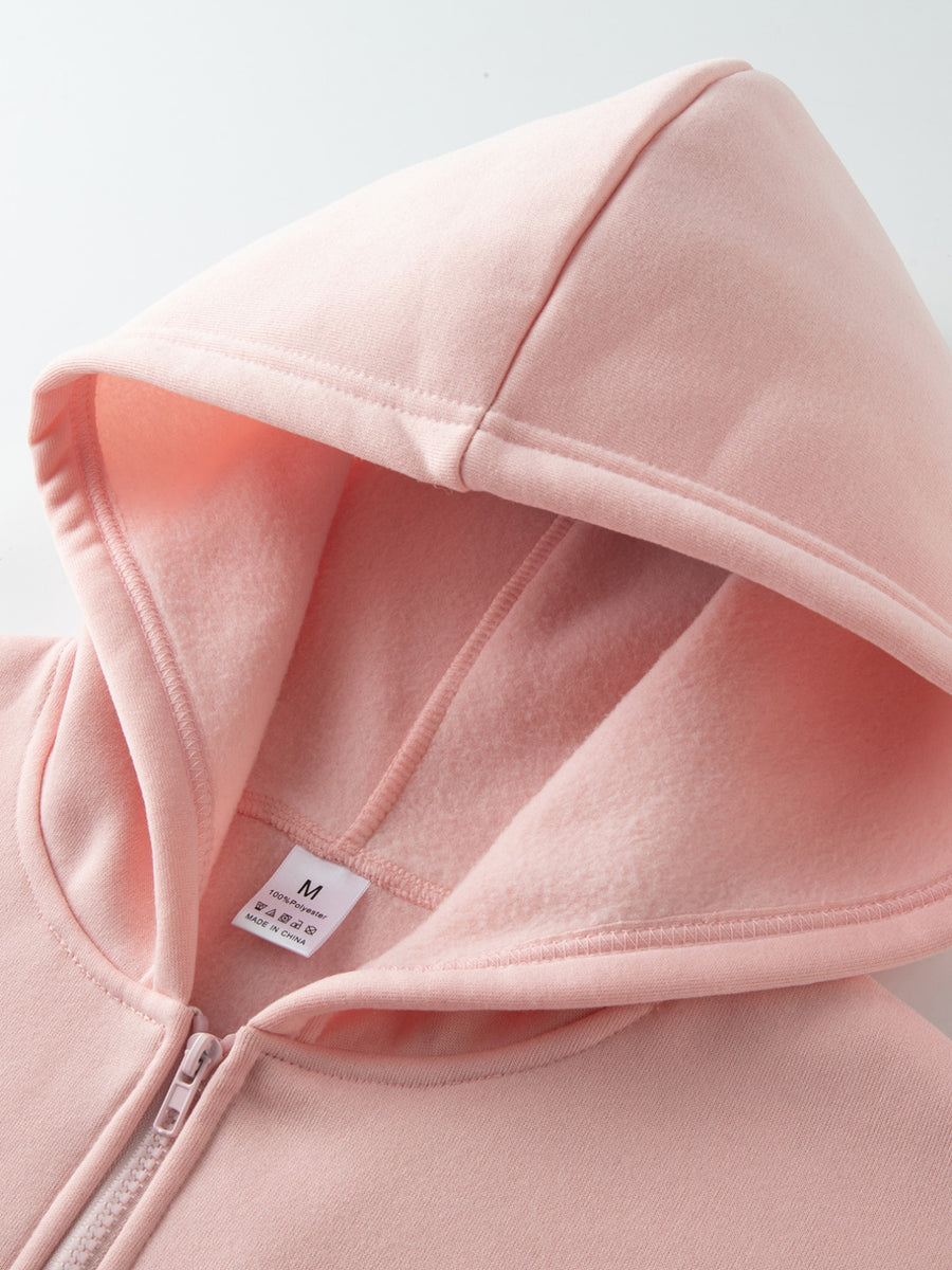 2026 New Men's Zip-Up Hoodie - Casual Pullover with Kangaroo Pocket, Stretch Fabric,  Letter Graphic Print, Versatile and Fashionable Style, Perfect Choice for Fall - Pink