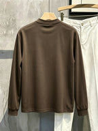Versatile and Comfortable Men's Spring/Autumn Base Layer Top, Designer Long-Sleeve T-Shirt, Stylish High-Quality Comfortable  Trendy Vintage Top - Coffee Color