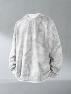 Autumn/Winter Men's Trendy Tie-Dye Sweatshirt, Fashionable Scratch Design Tie-Dye Distressed Long-Sleeve Pullover, 2-in-1 Versatile Long-Sleeve Sweatshirt - White Gray