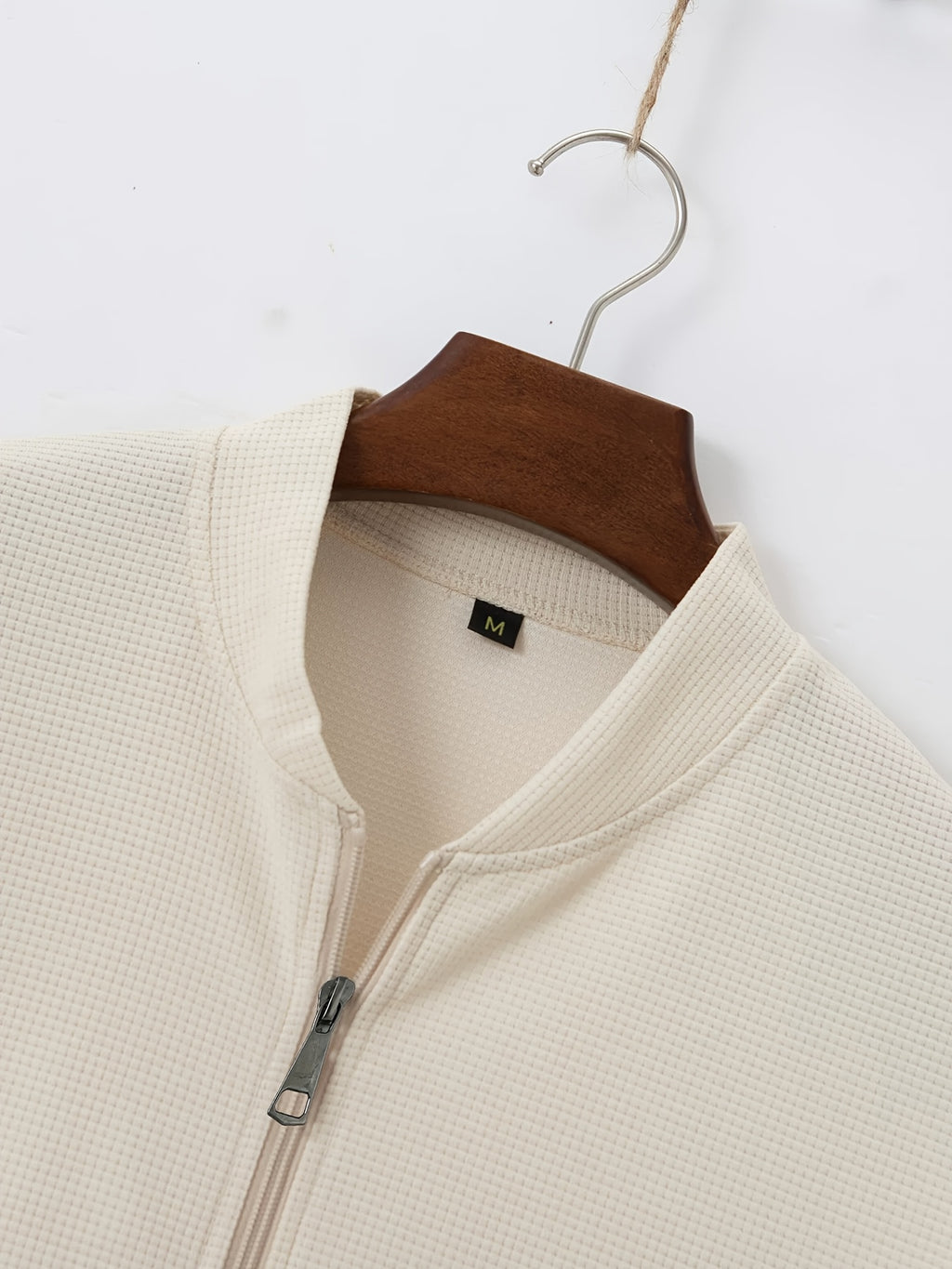 [Qiaoximei OBM] Spring/Autumn Men'S Solid Texture Small Waffle Fabric Jacket 3pcs Set, Versatile Comfortable Casual Fashion Men'S Top Outerwear, Best Men'S Holiday Gift - Khaki+White+Gray
