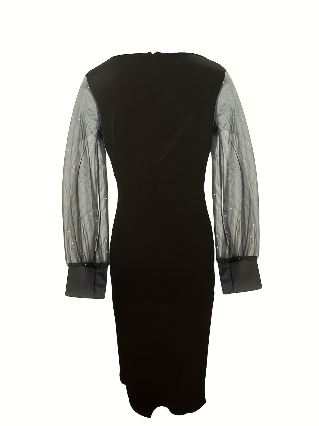 Spring and Summer Women'S Polka Dot Long Sleeve Dress - Black