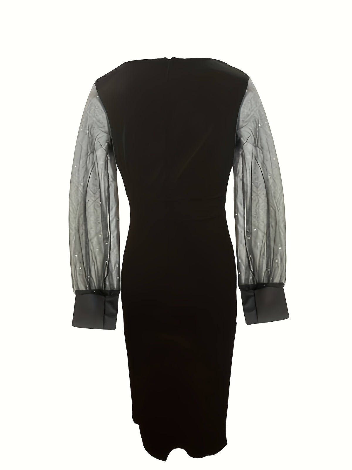 Spring and Summer Women'S Polka Dot Long Sleeve Dress - Black