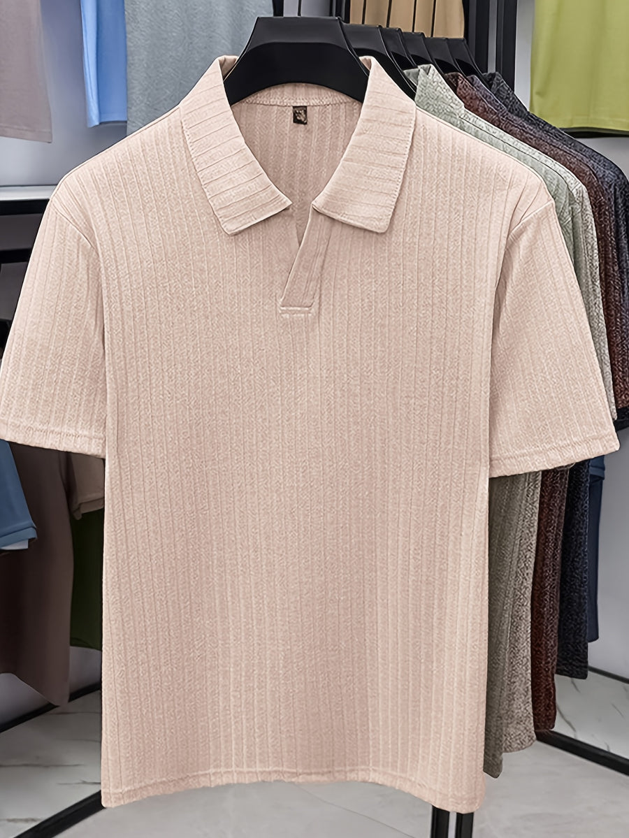 Men's Summer Lapel Polo Shirt, Slim Fit Straight Cut, Highly Forgiving Fit, Sculpts Waist and Abdominal Lines, Clean and Crisp Upper Body; Suitable for Various Occasions Including Daily Casual, Light Business Commuting, and Outdoor Outings - SINBOS - Khaki