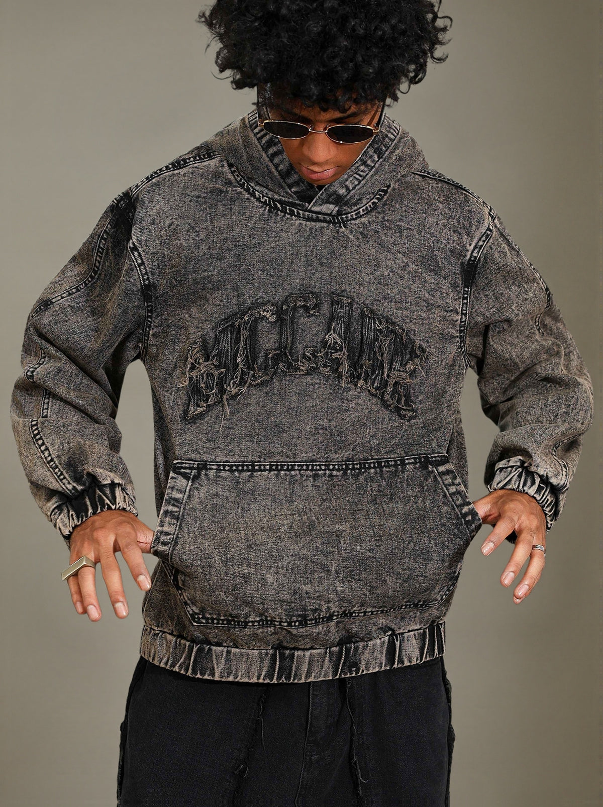 Men'S Fashion Denim Sweatshirt - Rusty Brown