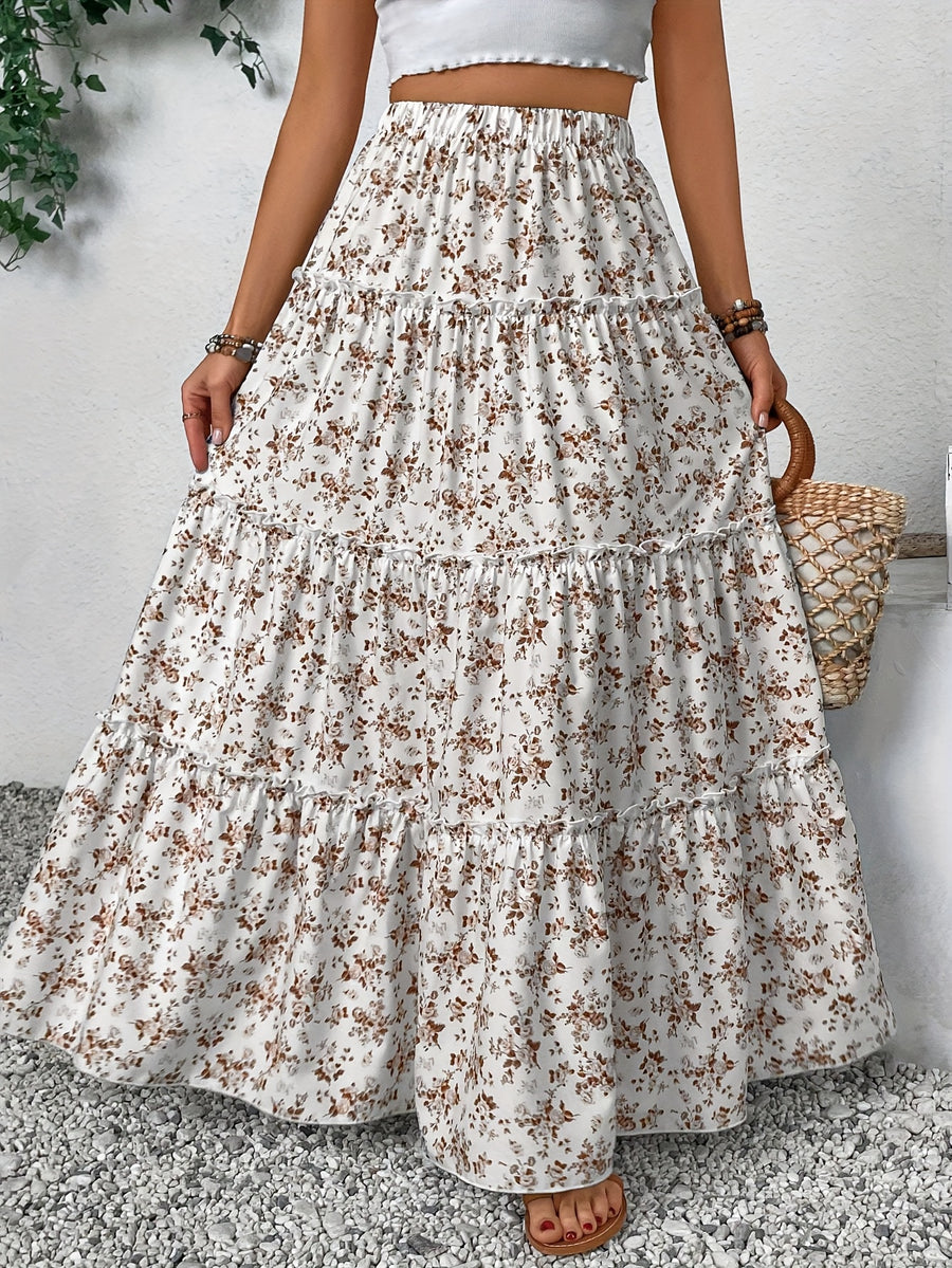 Women'S Fashionable Sweet Floral Long Dress Summer - Mixed colors