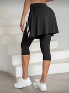 Women'S Fashion Side Ruffled Split Skirt Pants, All-Season Wear; Women'S Skirt Tight Pants with Pockets; Tight Pants with Ruffled Hem Design; Suitable for Wear; Casual Women'S Tight Pants - Black