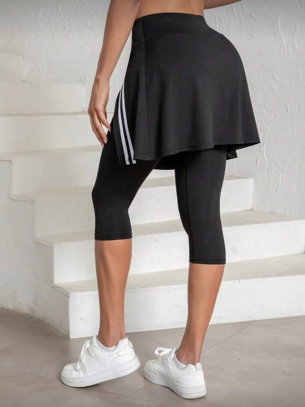 Women'S Fashion Side Ruffled Split Skirt Pants, All-Season Wear; Women'S Skirt Tight Pants with Pockets; Tight Pants with Ruffled Hem Design; Suitable for Wear; Casual Women'S Tight Pants - Black