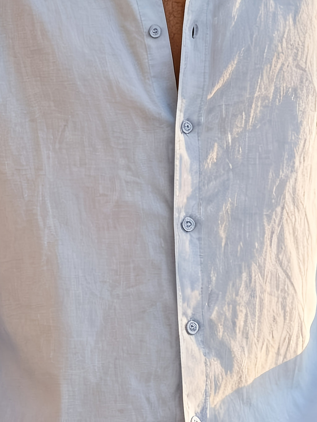 Vacation Style Men'S Summer Long Sleeve Shirt, Classic Lapel Single-Breasted Design, Multiple Basic Solid Colors Available, Suitable for Daily Commute And Beach Travel (Shirt) - Sky Blue