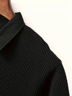 Men's Solid-color Polo Shirt with a Contrasting Button Placket Featuring a Light Business Style Design. The Fabric Is Breathable and Comfortable, Keeping You Cool in Summer. Perfect for Everyday Casual Wear and Outings, Available in Multiple Colors. - Black