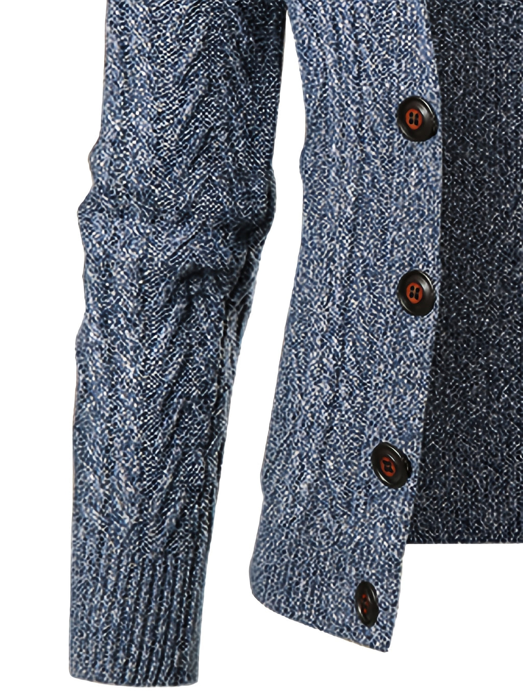 Men'S New Autumn Winter Solid Color Single-Breasted Twisted Flower V-Neck Cardigan, Fashionable, Casual, Versatile, Skin-Friendly, Comfortable, Smooth, Trendy, Slim Fit, Long Sleeved, Warm, Durable, Sporty And Energetic Knitted Jacket - Navy Color