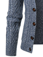 Men'S New Autumn Winter Solid Color Single-Breasted Twisted Flower V-Neck Cardigan, Fashionable, Casual, Versatile, Skin-Friendly, Comfortable, Smooth, Trendy, Slim Fit, Long Sleeved, Warm, Durable, Sporty And Energetic Knitted Jacket - Navy Color