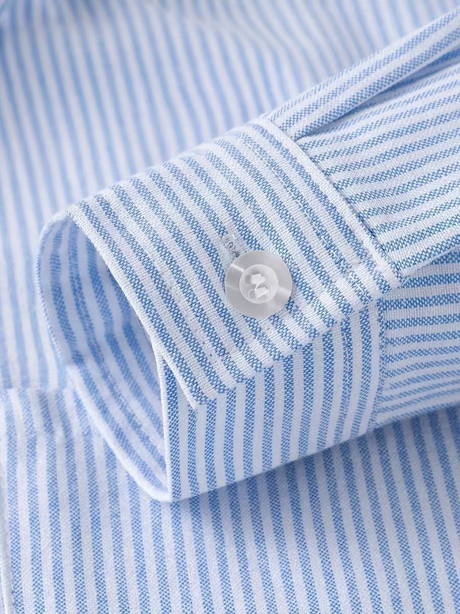 Early Spring Spring New Versatile Basic Multi-Color Optional Easy Fashion Niche Print Lapel Long Sleeve Casual Shirt - Sky Blue