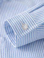 Trendy Men's Fashion Spring/Autumn New Arrival Simple Check Embroidered Print Long Sleeve Thin Stripe Casual Relaxed Outerwear Shirt - Sky Blue
