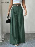 2026 New Spring/Summer Women's Pants - Casual and Versatile - Suitable for Daily Wear - Outings and Vacations - Belt Not Included - Olive Green
