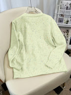 Women's Casual Colorful Button-front Cardigan with Soft Long Sleeves, Round Neck, Light-weight Fashion Candy-colored Dot Pattern, Casual and Elegant Garment | Stretch Fabric Cardigan Suitable for Casual Attire - Pinellia green
