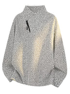 Men's Sweatshirt for Daily Commuting, Single-Piece Textured Long-Sleeve Shirt, Loose Non-Stretch Top, Zipper Stand-Up Collar Jacket for Spring and Autumn - White