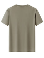 [Printed Design - Not Textured] 2026 New Style T-Shirt, Men's Summer Short Sleeve Thin Top, Trendy Fashion Slim Fit V-Neck, Versatile and Simple Classic Basic Style for Daily Commuting. Creative Vertical Stripe Pattern Design for a  and Fashionable - Khaki