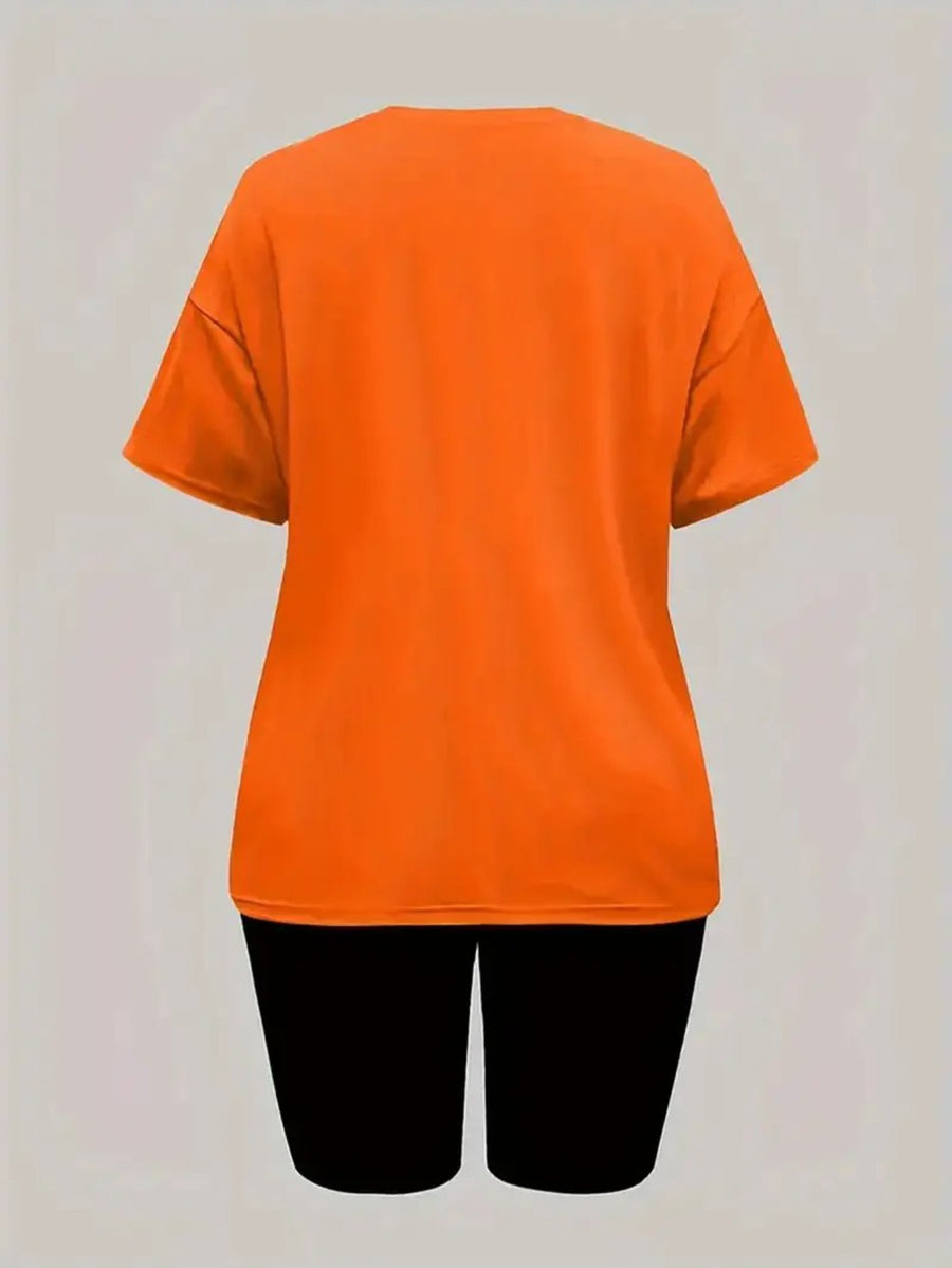 Women'S Disney-Themed T-Shirt Set Featuring a Casual Round Neck And Short Sleeves with a Winnie The Pooh Print, Perfect for Everyday Wear Or As a Gift. Ideal for Daily Outfits, Trendy Casual Wear - Orange
