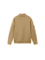 2026 Autumn/Winter New Men's Stand Collar Half-Zip Sweatshirt, Distressed Print, Workwear Style Multi-Pocket Design, Wear-Resistant and Wrinkle-Resistant Fabric, Sleek Cut Without Bulk, Combining Workwear Practicality with Casual Attire Adaptability - Khaki