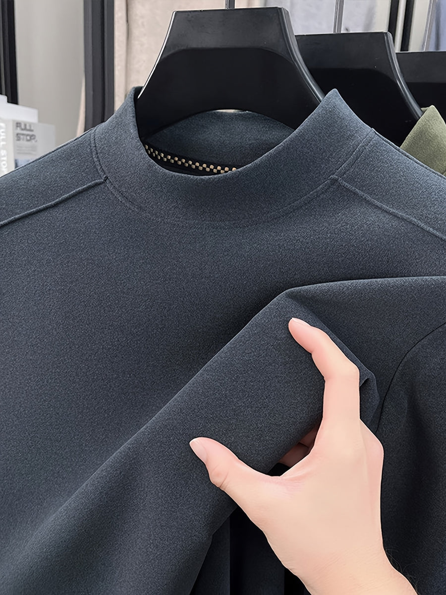 Men's Half-turtleneck Base Layer, Suitable for Wearing Alone in Early Autumn or as a Warm Inner Layer in Late Winter, Adaptable for Both Business and Casual Styles. -SINBOS - Dark Gray