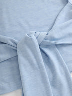 Women's Solid Color Elegant Casual Minimalist Daily Off-the-shoulder Long Sleeve Top, Spring/autumn Style. - Bright Steel Blue