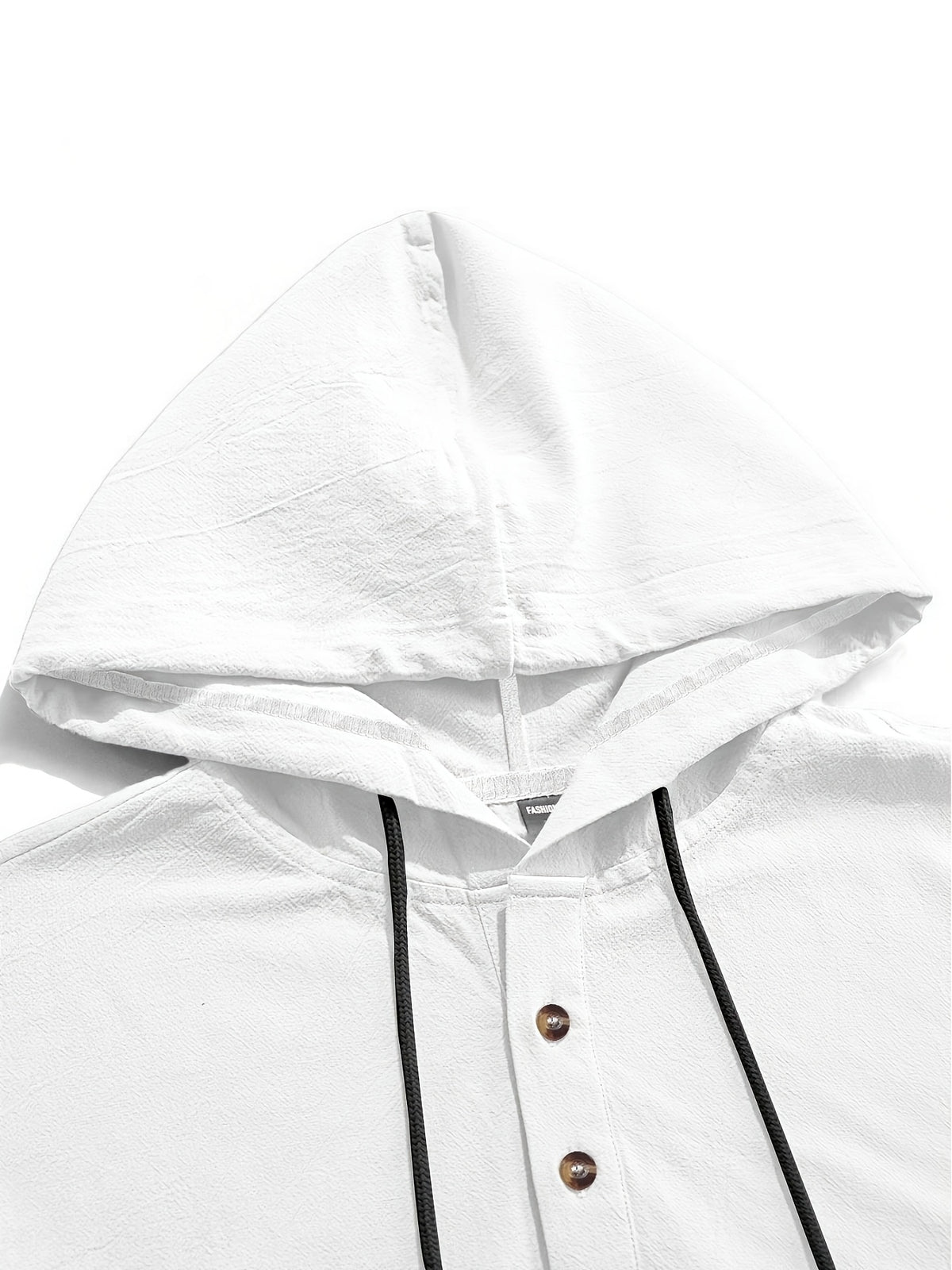 2pcs Men'S Linen-Like Hooded Henley Long Sleeve Sweatshirt Set, Breathable Thin Solid Color Half-Open Placket Casual Pullover Henley Shirt, Soft Comfortable Textured Fabric Fresh And Non-Stuffy, Loose Slimming Versatile Fit - 2pcs【White+Light Blue】