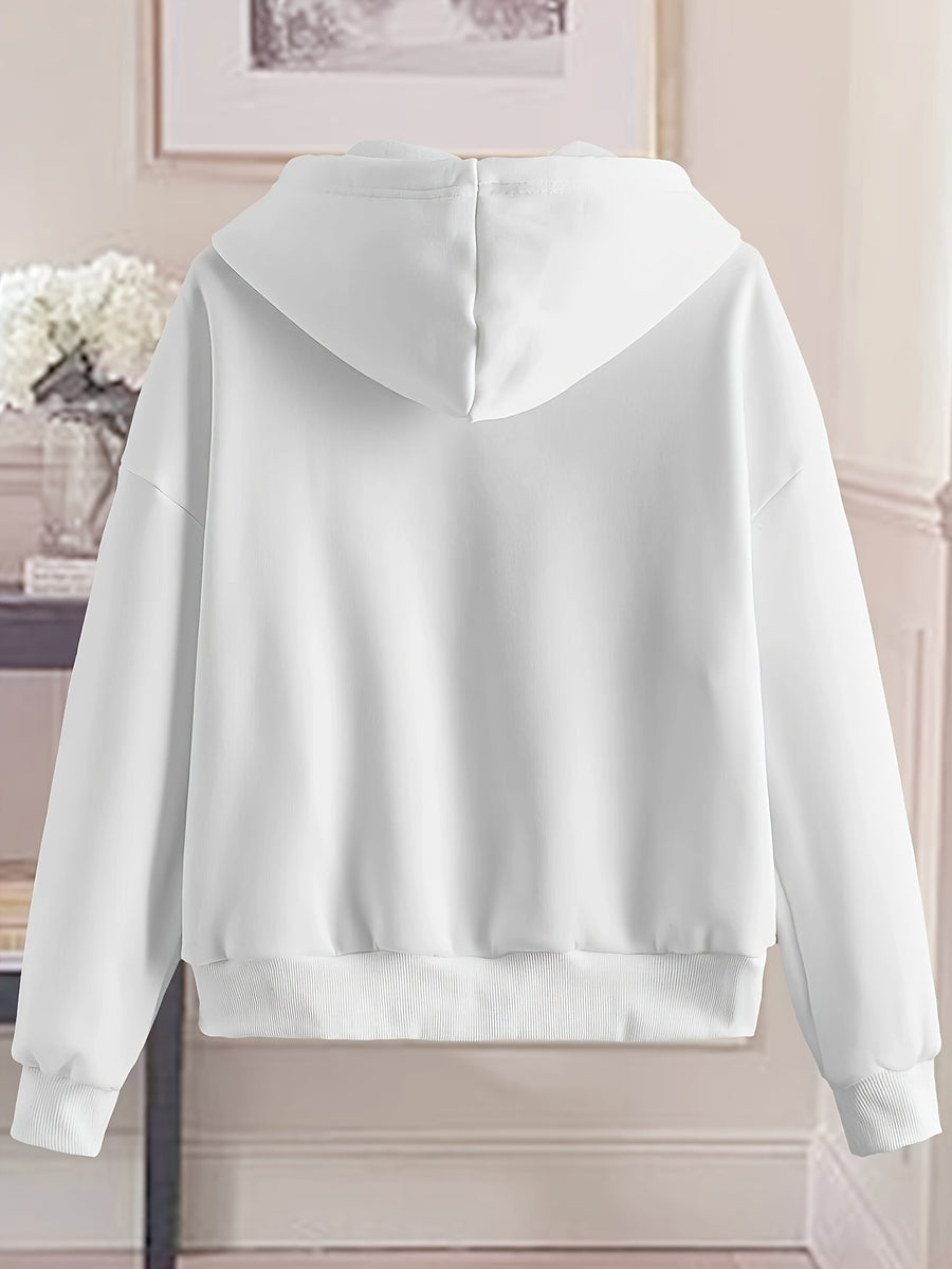 Women'S Fashion Zip Hoodie - White