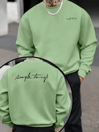 Men'S Trendy Round Neck Sweatshirt, Loose Casual Long Sleeve Top, Individual Pattern Design with Print, Comfortable And Non-Tight Fabric, All-Season Wearable Easy Men'S Clothing - Light Green