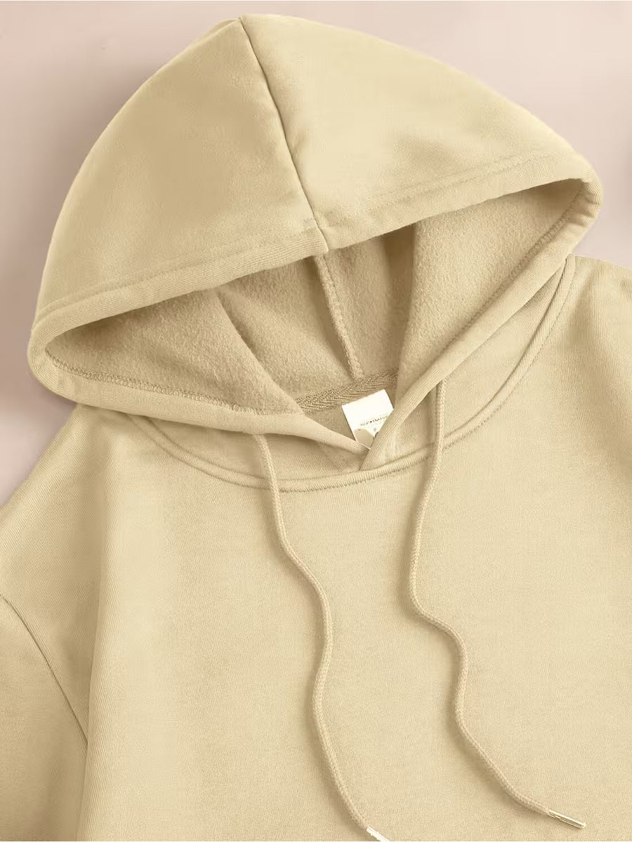 Men's Hoodie - Street Style Hoodie, Loose Fit for Daily and Formal Wear, Urban Style, Style Pattern Printed Design, Durable Material, Casual Top, Urban Lifestyle - Heavy Duty Hoodie for Winter Warmth with Velvet - Apricot